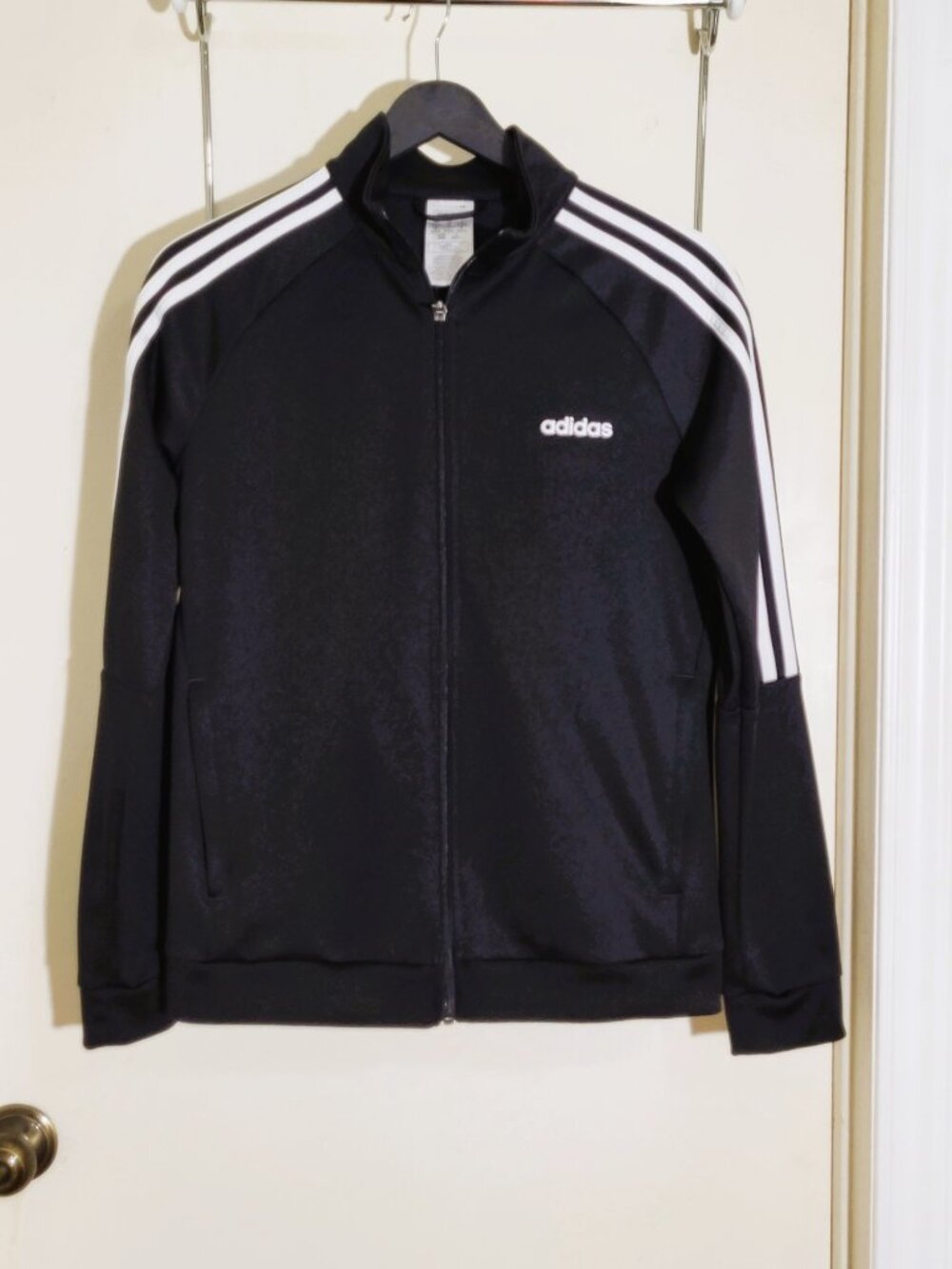 Adidas Black Athletic Track Jacket Zip Front Activewear Size Large - Picture 4 of 10